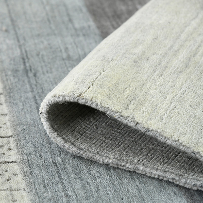 Tapis ivoire / blanc fait à la main, Rectangle 8 pi x 10 pi