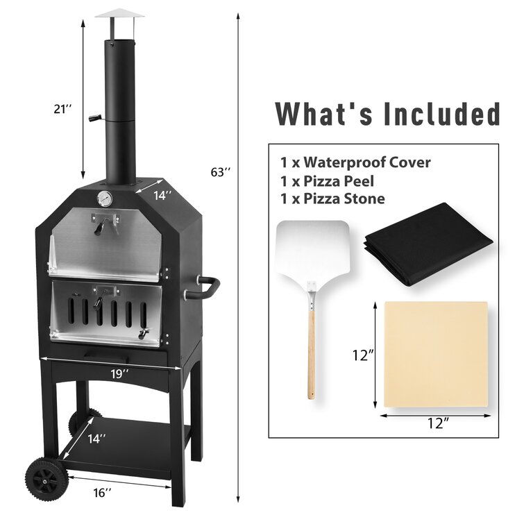 Steel Freestanding Wood-Fired Pizza Oven in Black Esright