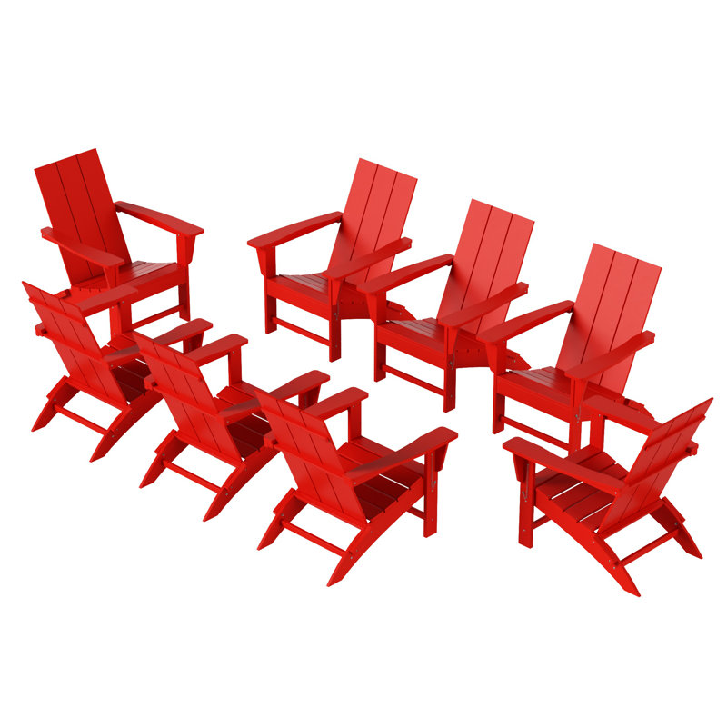 Joubert Foldable Outdoor Adirondack Set, Red