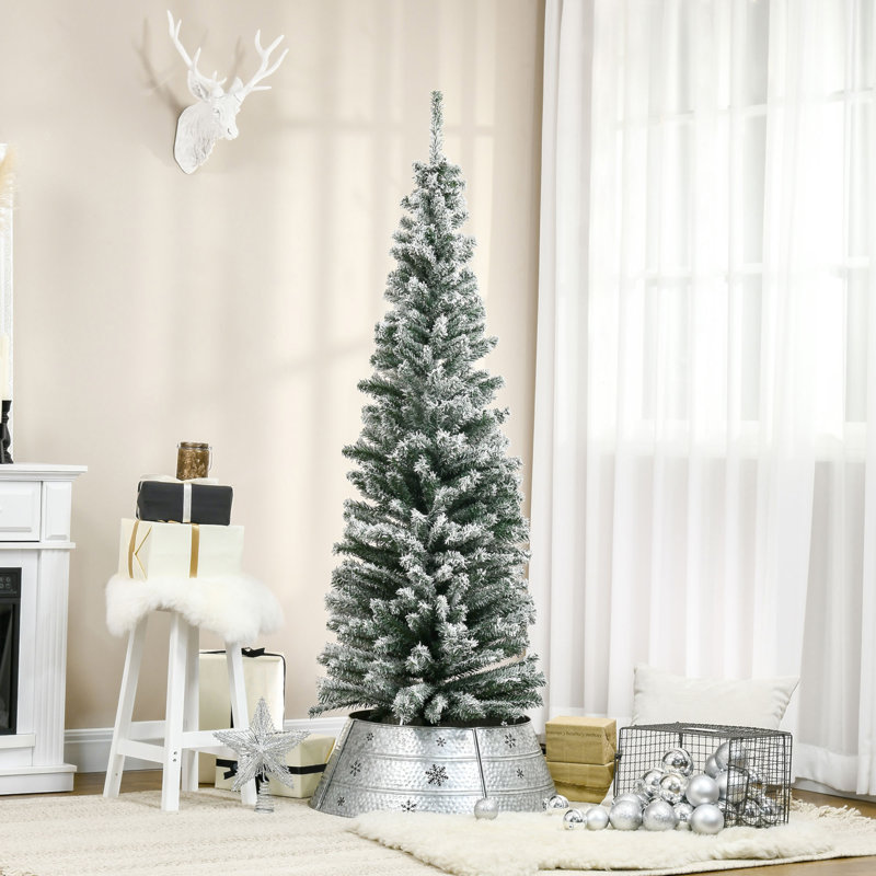 Arbre de Noël artificiel mince enneigé 6 pi avec branches réalistes et 492 pointes