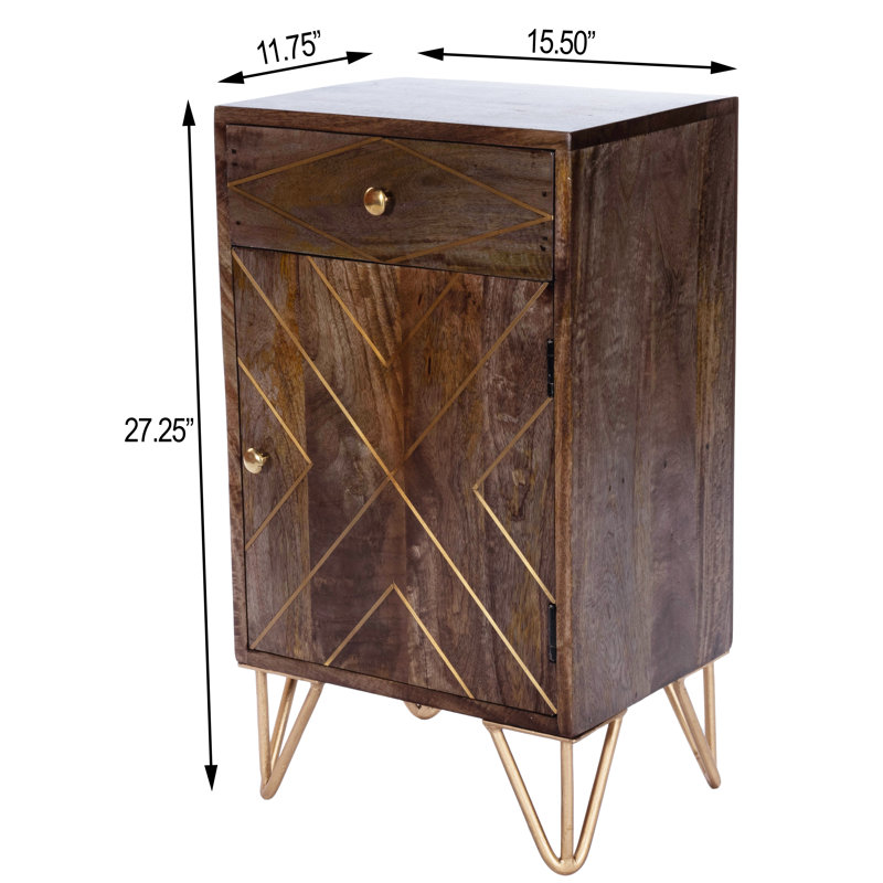 Butler Alda Wood & Brass Metal Inlay Chairside Chest