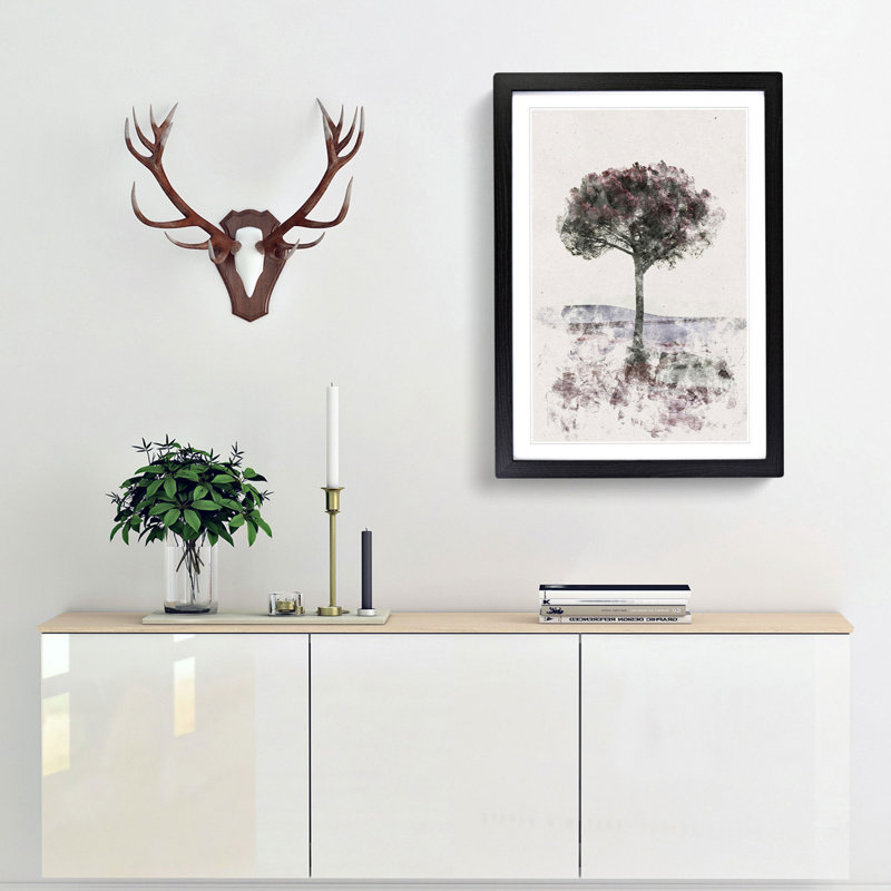 Tree in Tuscany Italy - Framed Print, 33cm H x 24cm W x 2cm D, Black Framed