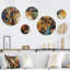 Ensemble de 5 décorations murales géométriques oranges et bleues II