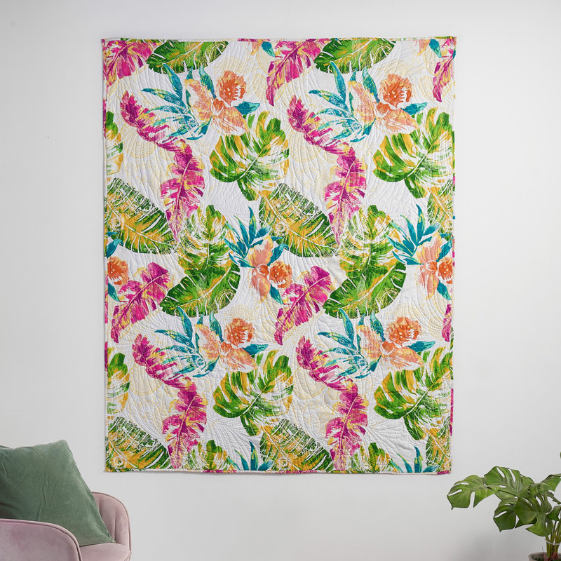 Jeté réversible multicolore Greenland Home Fashions Tropics 50 x 60 pouces, Punch floral