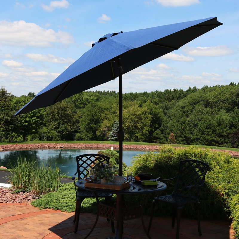 Parasol de marché uni 9 pi Nichoel, Bleu marine