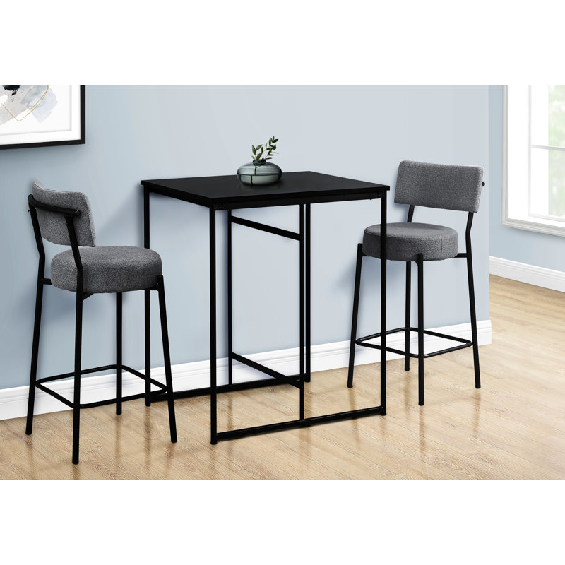 Table de cuisine rectangulaire 32 po, hauteur comptoir, stratifié noir, design chic