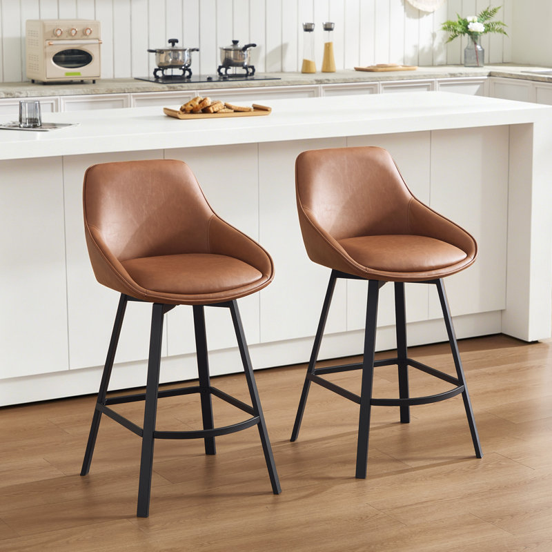 Janayshia 65cm Swivel Bar Stool, Brown