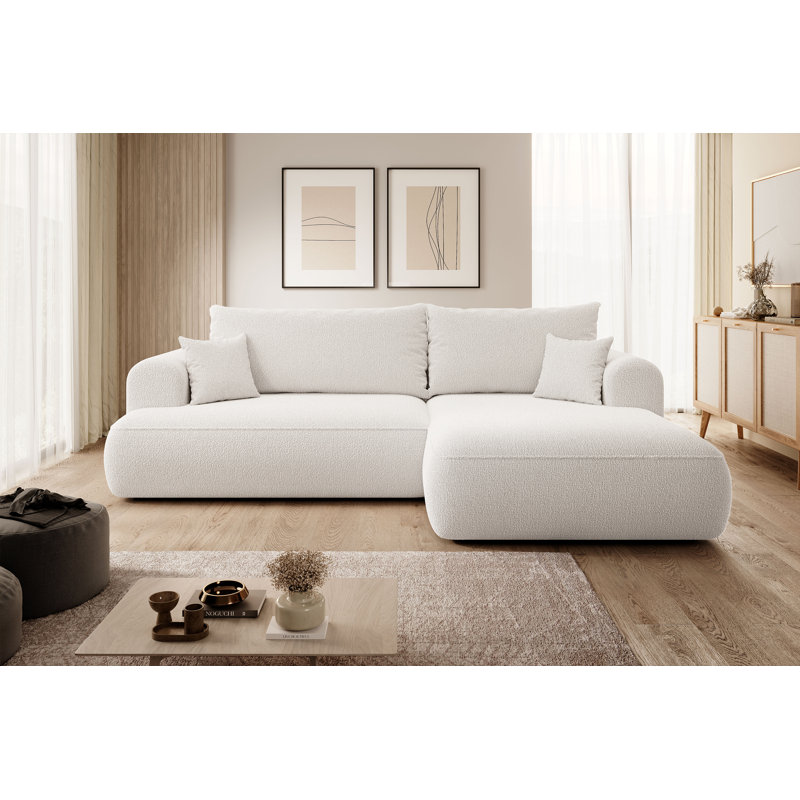 Aian 3 Seater Sofa & Chaise, Cream, Right Hand Facing