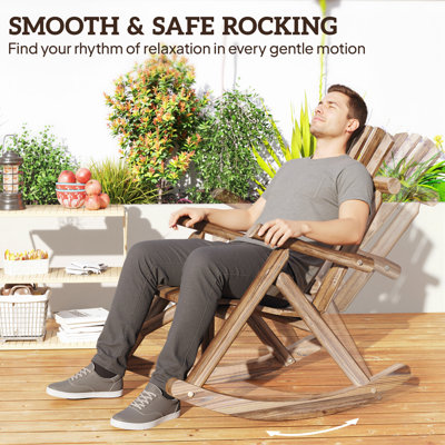 Chaise berçante d'extérieur, chaise berçante en bois Adirondack, haut dossier