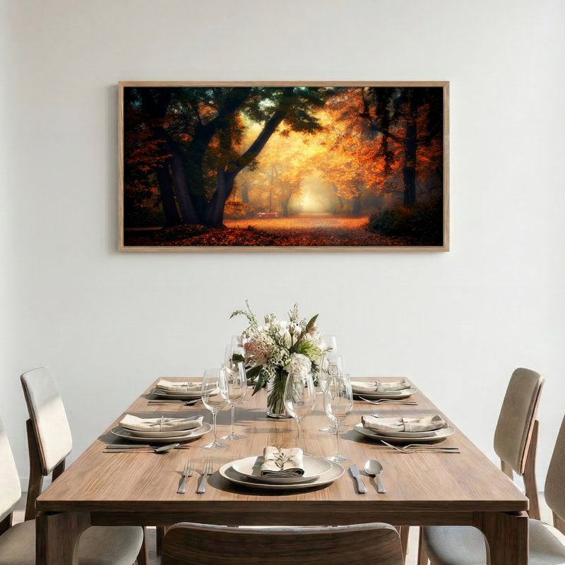 Forêt d'automne, reproduction d'art sur toile encadrée de 1 x 58 x 28 pouces, 58 po x 28 po
