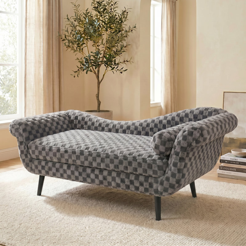 Banc rembourré avec accoudoirs à volutes, Gris fumé, Gris fumé