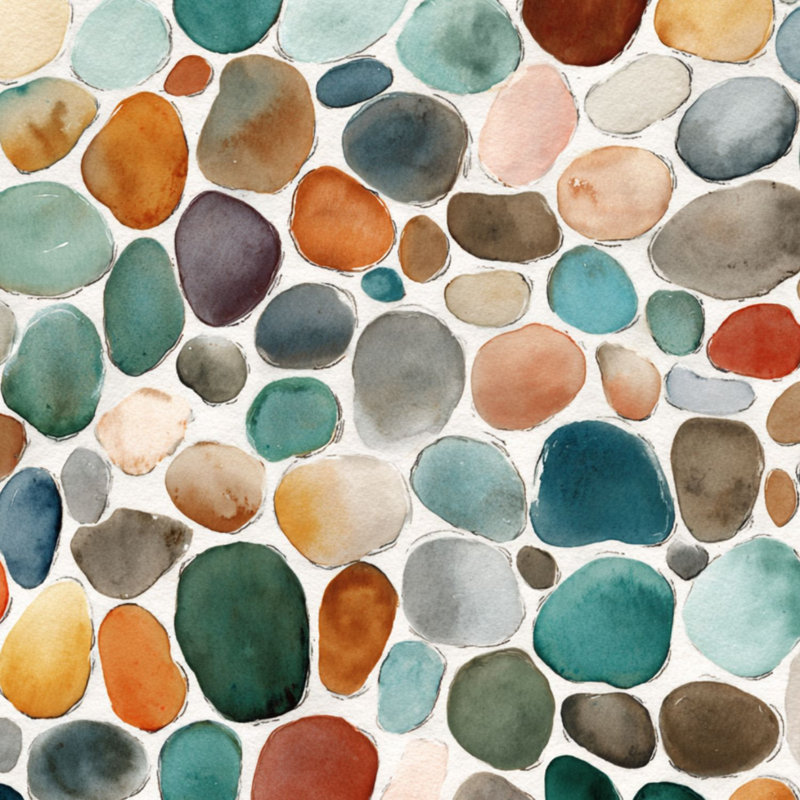 Papier peint auto-adhésif à motif de papier peint à motif d'aquarelle de galets aquarelle coloré, L 118,08 po x l 17,7 po