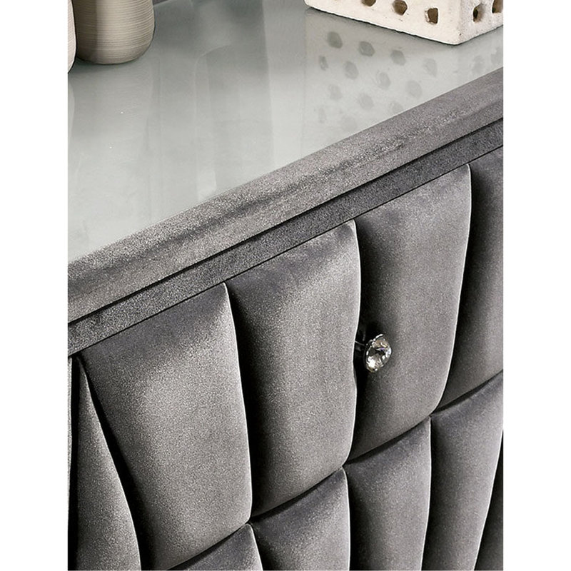 Fabric Upholstered Nightstand With 2 Drawers