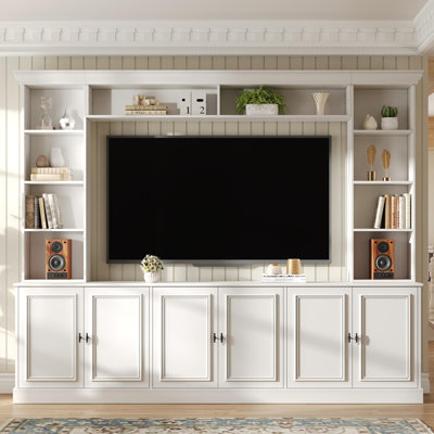 97.4" Mid-Century 4-Piece Entertainment Centre with Adjustable TV Stand and Bookshelf for TVs Up to 70"