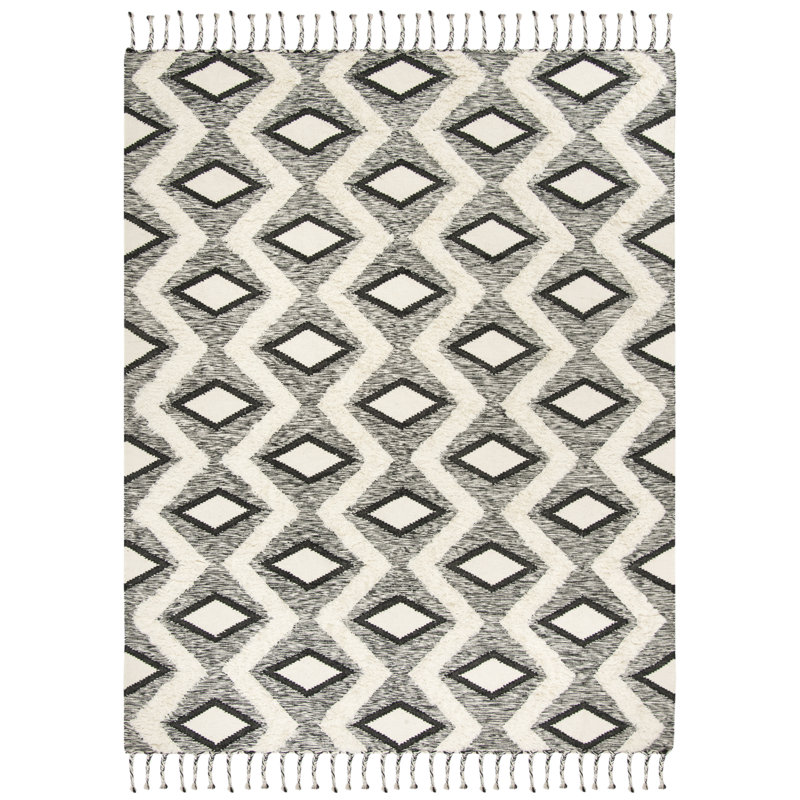 Isenberg Geometric Wool Hand Woven Area Rug, Rectangle 183 x 274 cm