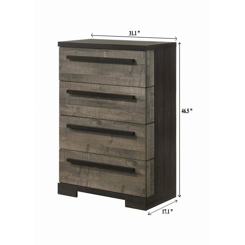 Commode contemporaine à 4 tiroirs, commode en bois pour la chambre à coucher, commode de rangement pour la chambre à coucher