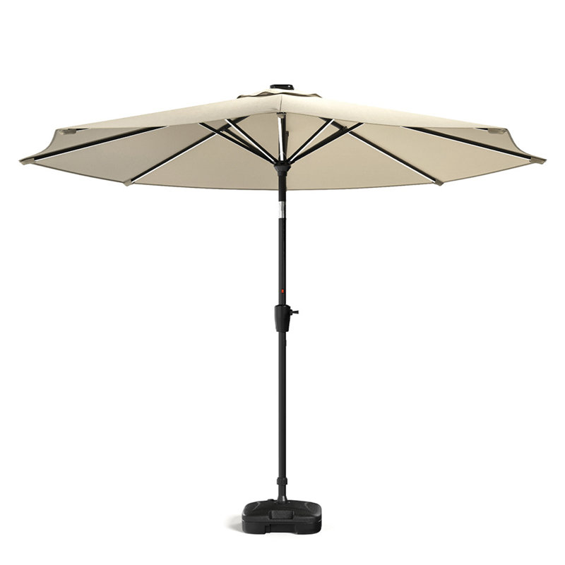 Aisya 3m Traditional Parasol with LED Light, Beige