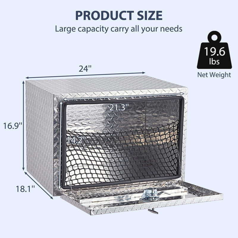 Aluminum Underbody Truck Box With T-Handle Latch, Silver