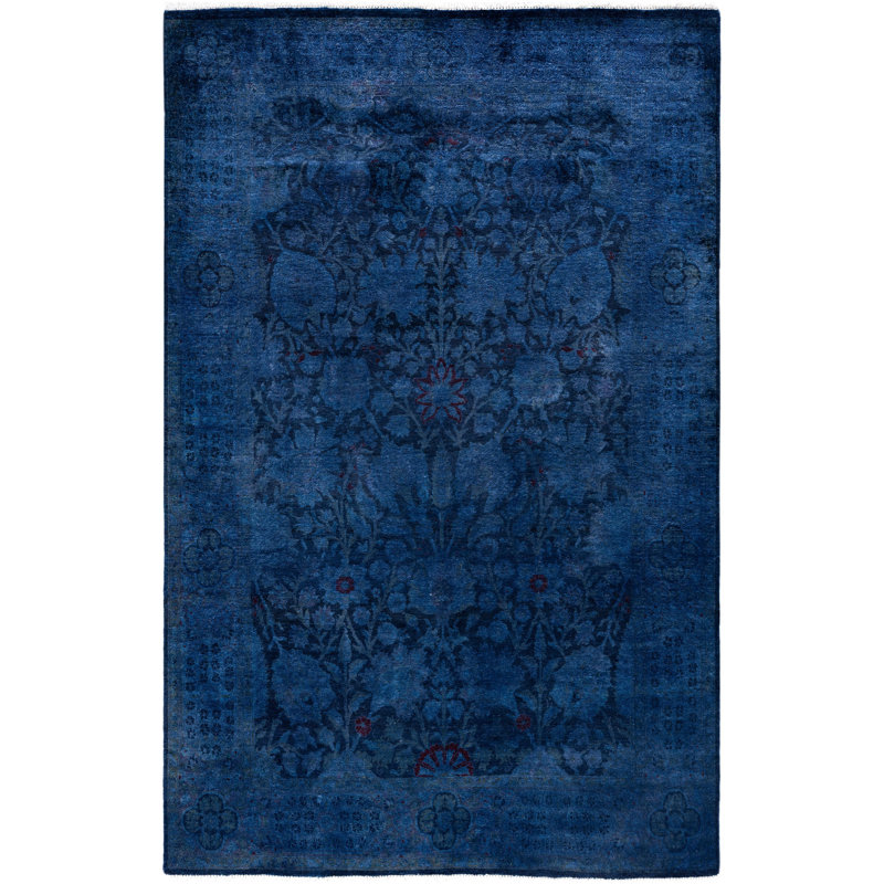 Overdyed One-of-a-Kind 4' 3" X 6' 1" Hand Knotted Area Rug