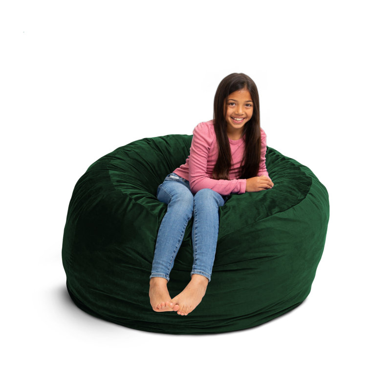  Bean Bag Chair, Oversized Indoor Comfy Lounger, 34" H x 58" W x 58" D, Black