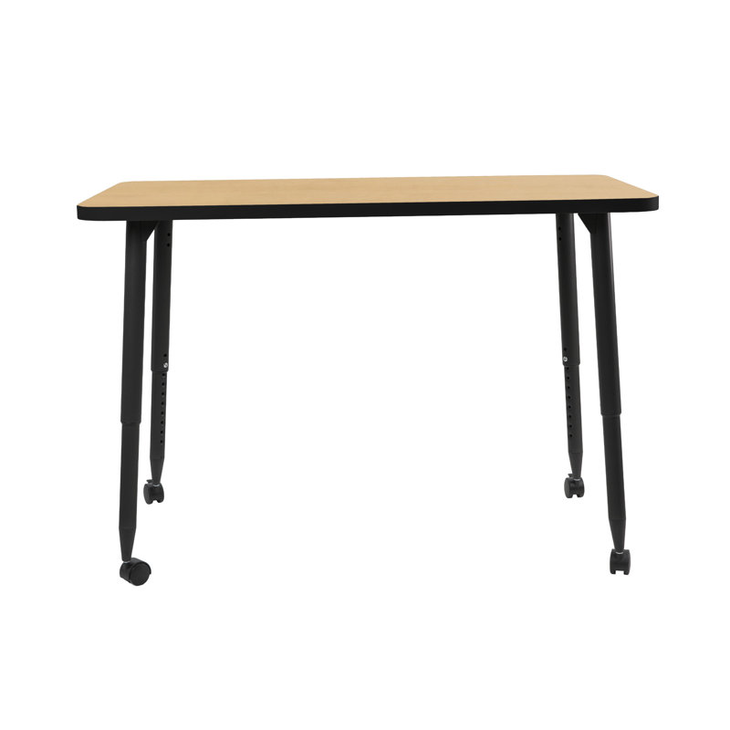 Table d'activité rectangulaire 24 x 48 avec pieds fuselés réglables Adapte, 24 po x 48 po, Érable / noir
