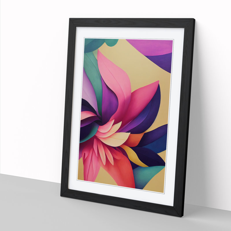 Weddel Floral Block Colour - Picture Frame Print, Oak, 46cm H x 34cm W x 2cm D
