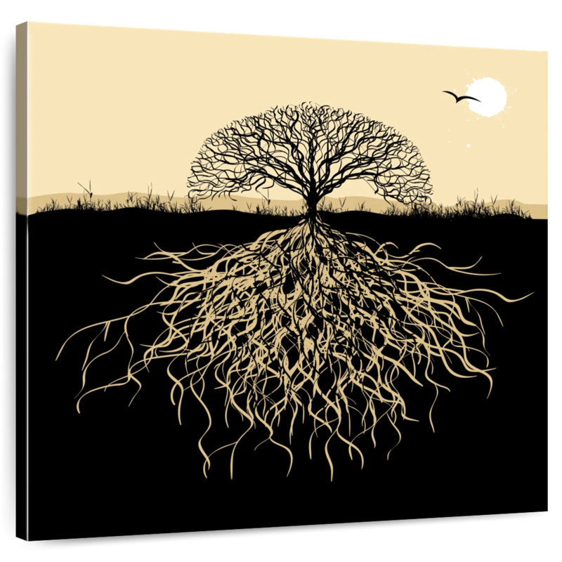 Silhouette d'un arbre Harnek avec des racines