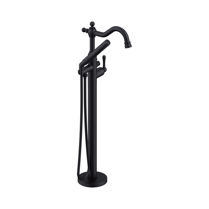 Ensemble de garniture de robinet de baignoire autoportante à fixation sur le plancher à 1 poignée avec douche à main 1,75 gallons par minute Traditional