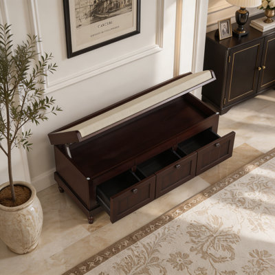 Banc à chaussures avec coussin et trois tiroirs