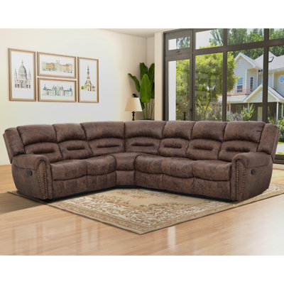 Mamata Classic and Overstuffed Soft Faux Leather Manual Reclining Corner Sectional