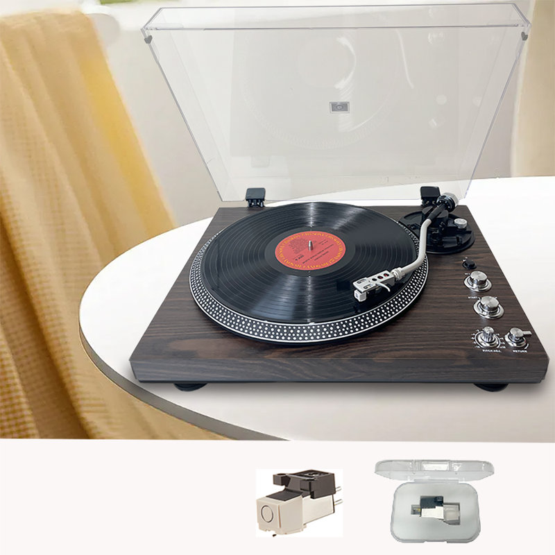 Tourne-disque vinyle rétro en bois foncé, tourne-disque à courroie avec stylet AT3600L, Bluetooth sans fil, préampli intégré, sortie RCA, 2 vitesses, cadeau pour Halloween