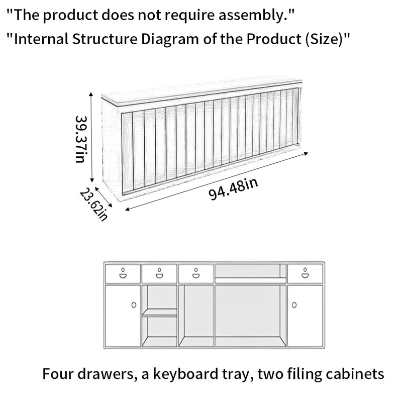 Rectangular Information Counter, Cashier Counter, and Writing Desk with Single Surface for Office or Store, White