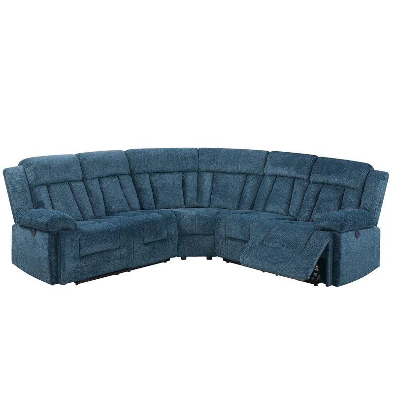 Canapé modulaire inclinable 102 po, Chenille bleu foncé