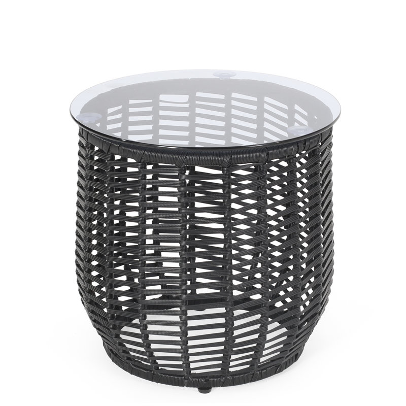 Kemmer Glass Top End Table, Black