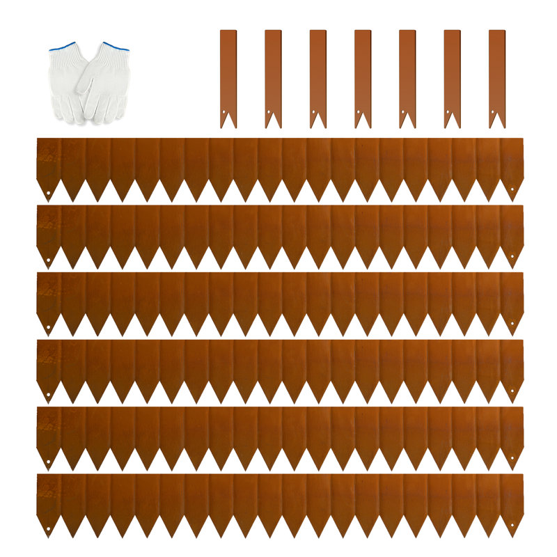 Corten Steel Landscape Edging - 6 Pack Pre-Rusted Heavy Duty Hammer-In Garden Border, No-Dig Design