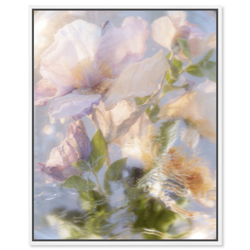 Floral Haze Print by Oliver Gal, 37"H x 46"W, White Floater Frame