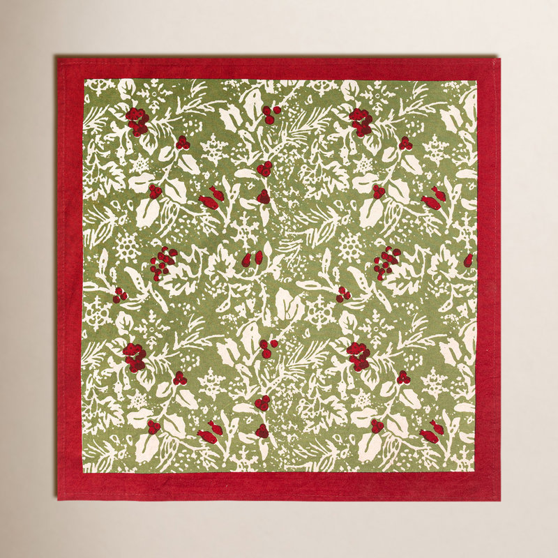 Liljan Baies de houx Napkins - Red & Green - 19" x 19"