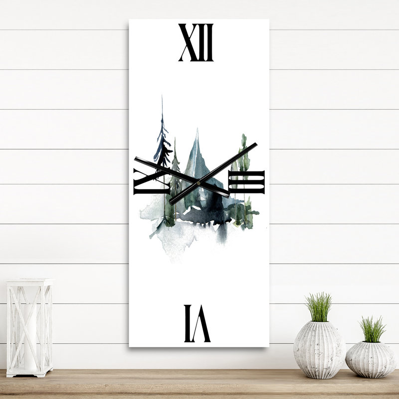 Horloge murale Minimalistic Winter Mountains and Fir Forest II, Petit