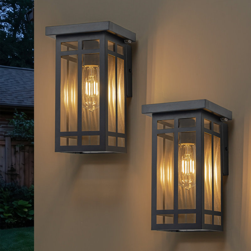 Black Solar Outdoor Wall Light With Led Bulb Included