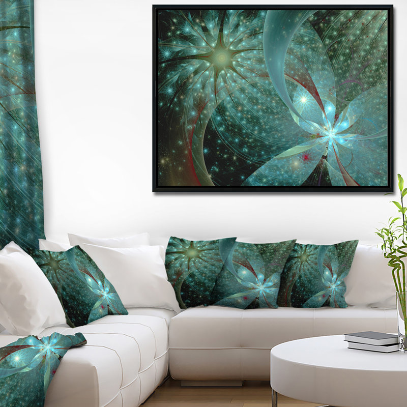 « symmetrical fractal fleur », impression, H 30 po x l 40 po, Cadre flottant noir
