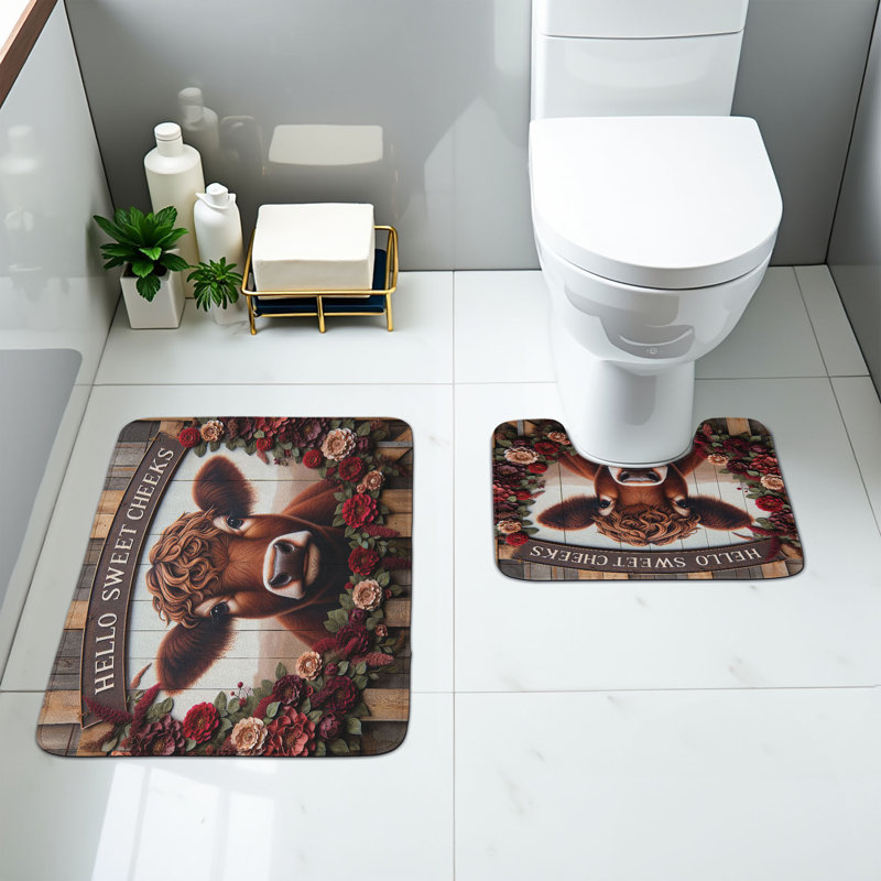  Ensemble de tapis de salle de bain rustique 2 pièces