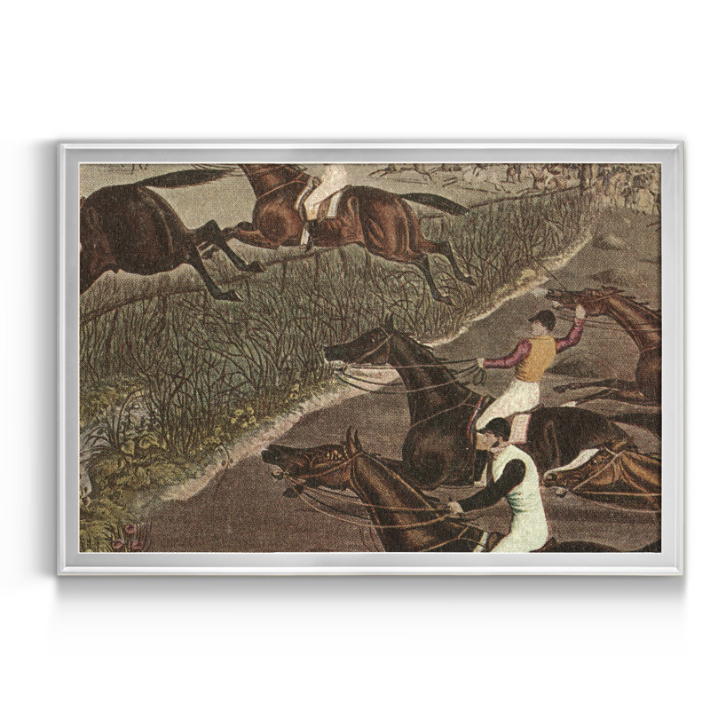 " The Grand Steeple Chase II ", 26.5" H x 36.5" W x 1.5" D, Silver