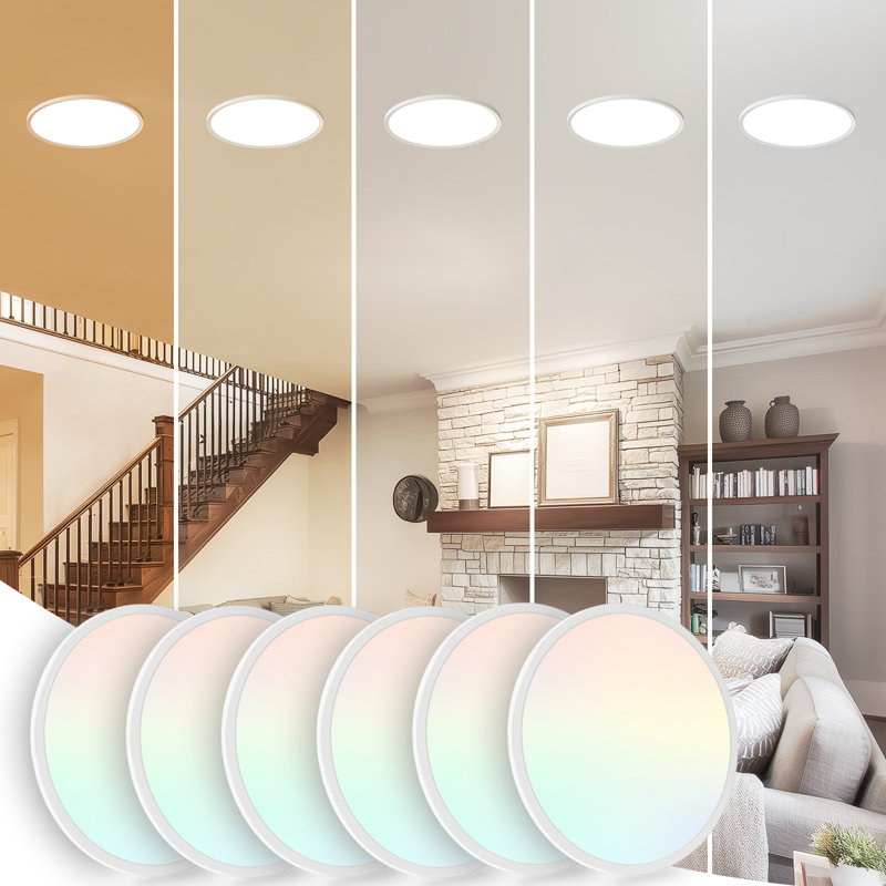 6 Pack 12 Inch Flush Mount Ceiling Light, 3200LM, 5CCT 2700K/3000K/4000K/5000K/6500K Selectable, 24W, Dimmable, LED Panel Light Fixture for Kitchen Bedroom Hallway Basement Laundry Living Room
