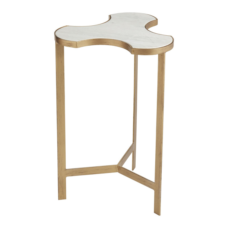 Marble Top End Table, Gold