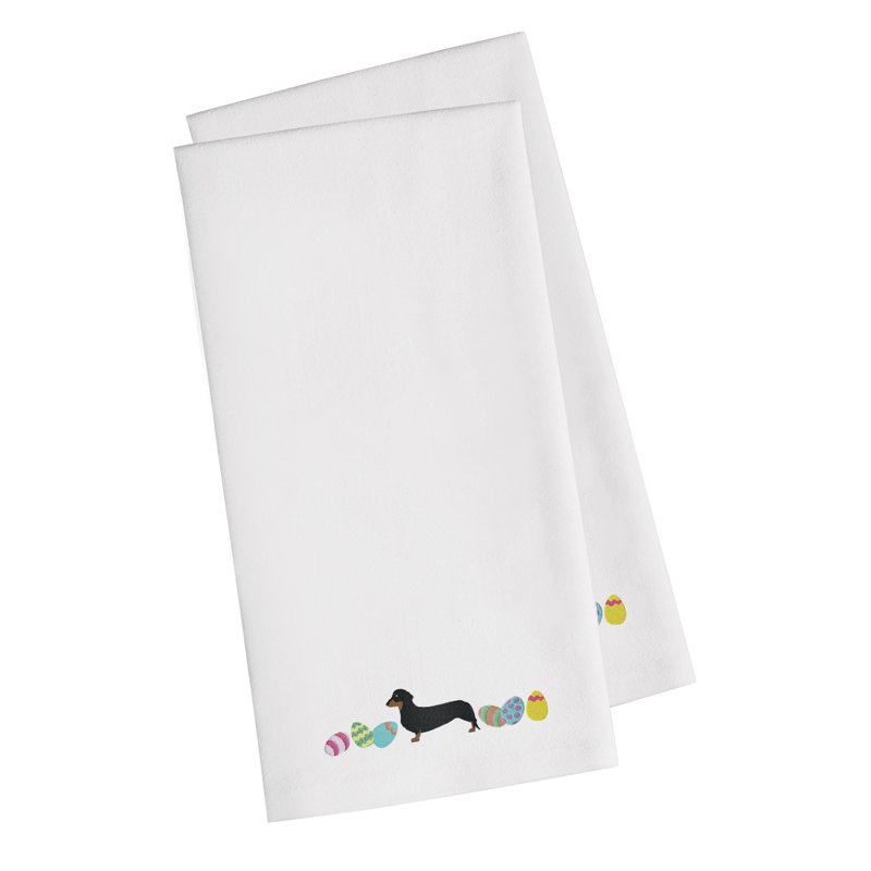Cotton Embroidered Tea Towel Kitchen Towel, White, 28" H x 19" W x 0.1" D