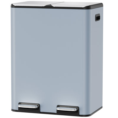 Gal Dual Kitchen Trash Can, Garbage Bin, Recycle Waste Dustbin, W/2 Built-In Box For Odor Control, Soft-Close Lid,2 Buckets, Foot Pedal, Side Handle, For Home Office
