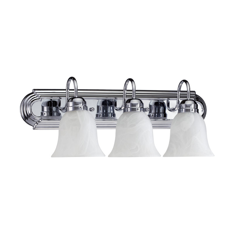 Wolfenbarger 3 - Light Vanity, Chrome, 100 Watt, White Faux Alabaster Glass