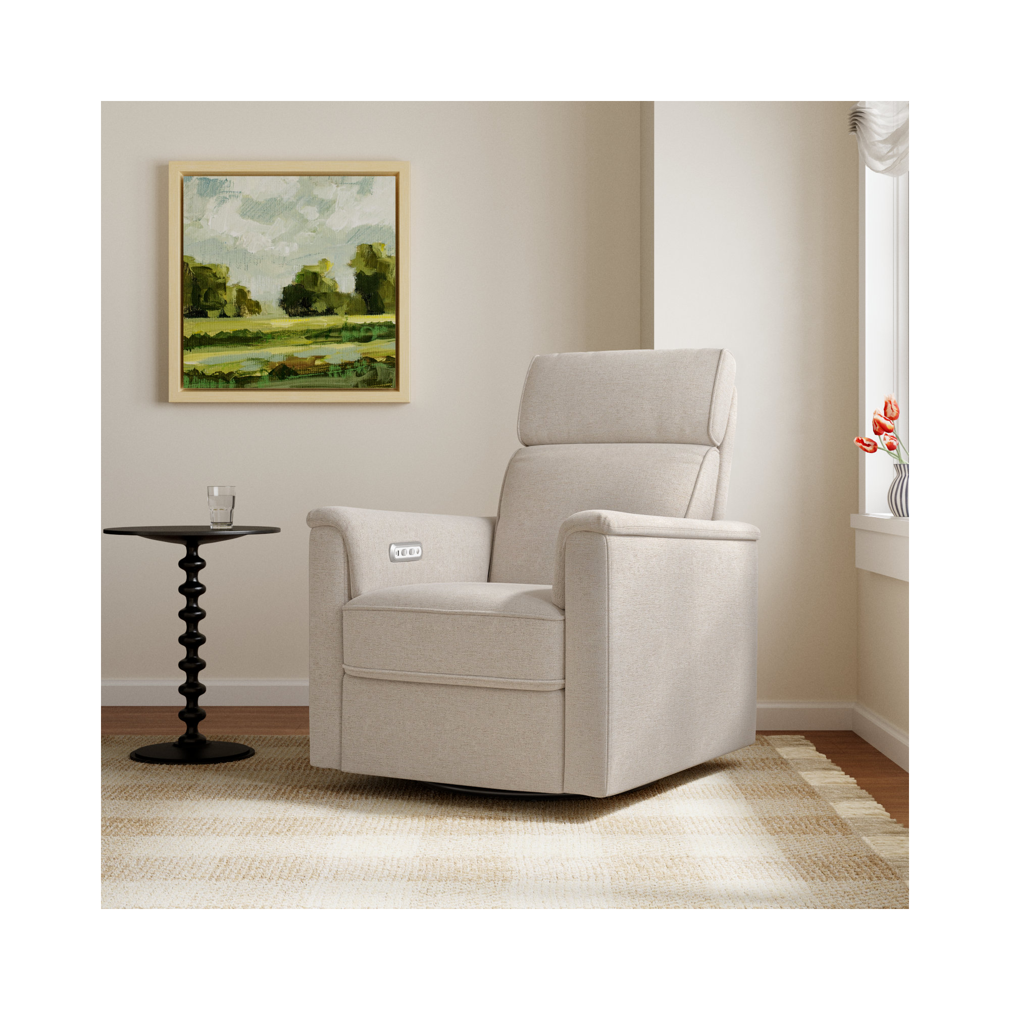 Willa Plus Power Glider Recliner w/ Power Headrest, Performance Beach Eco-Weave