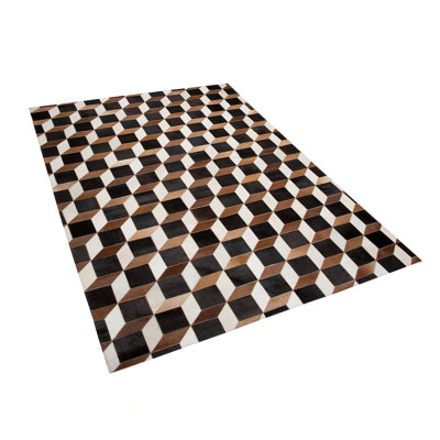 Amir Rectangle 140 cm x 200 cm Geometric Cowhide Hand Woven Area Rug