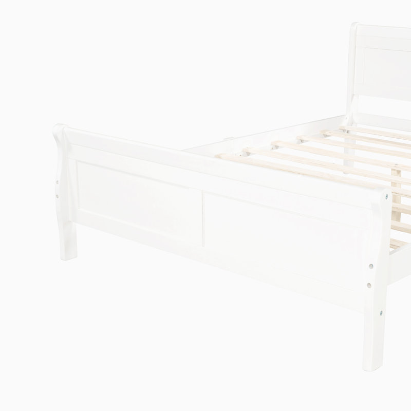Pine Solid Wood Bed, Full, White